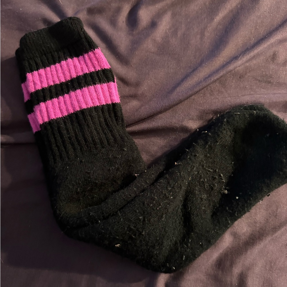 Mid calf Pink & Black Tube Socks